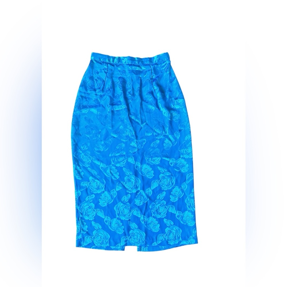 Vintage Electric Blue Floral Skirt Women’s‎ Size Medium